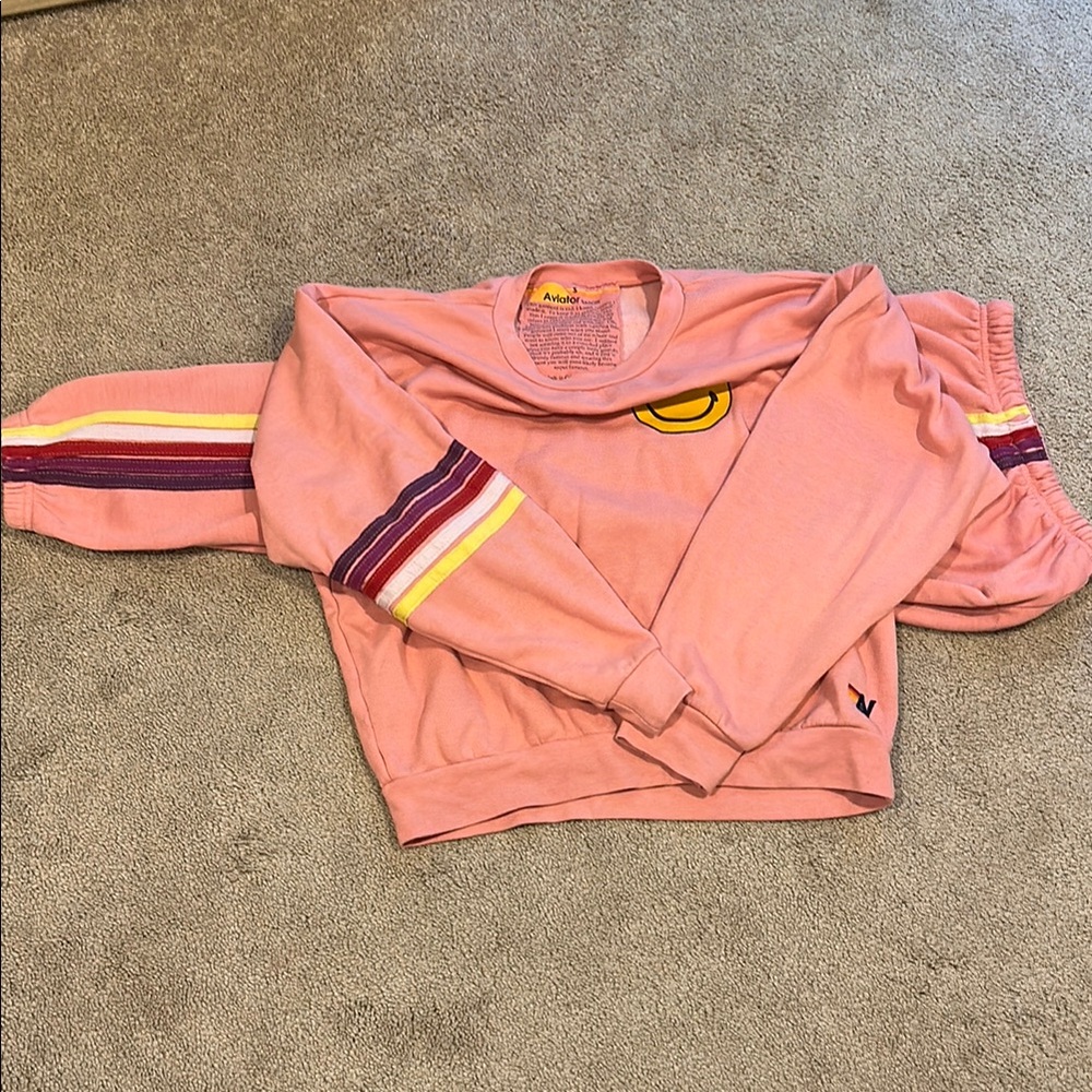 Aviator nation women’s jogger set with Smiley Face